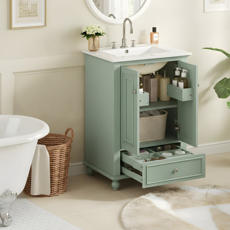 Meuble-lavabo pratique prêt à l'emploi, Vert