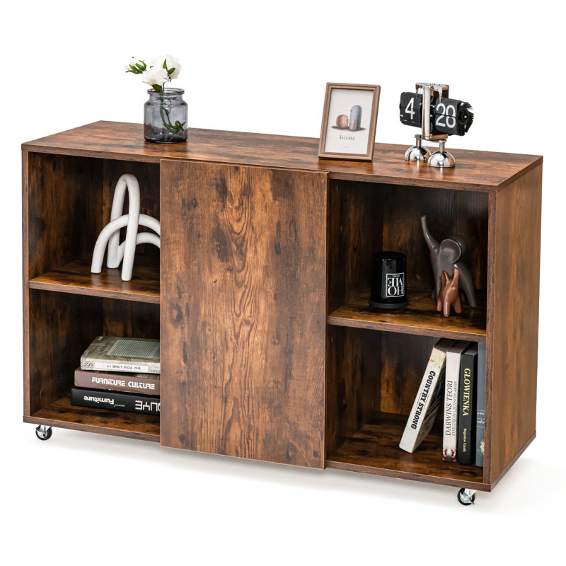 Nickole 1 -Door 4 -Shelf Cabinet Office Storage Cabinet, Brown