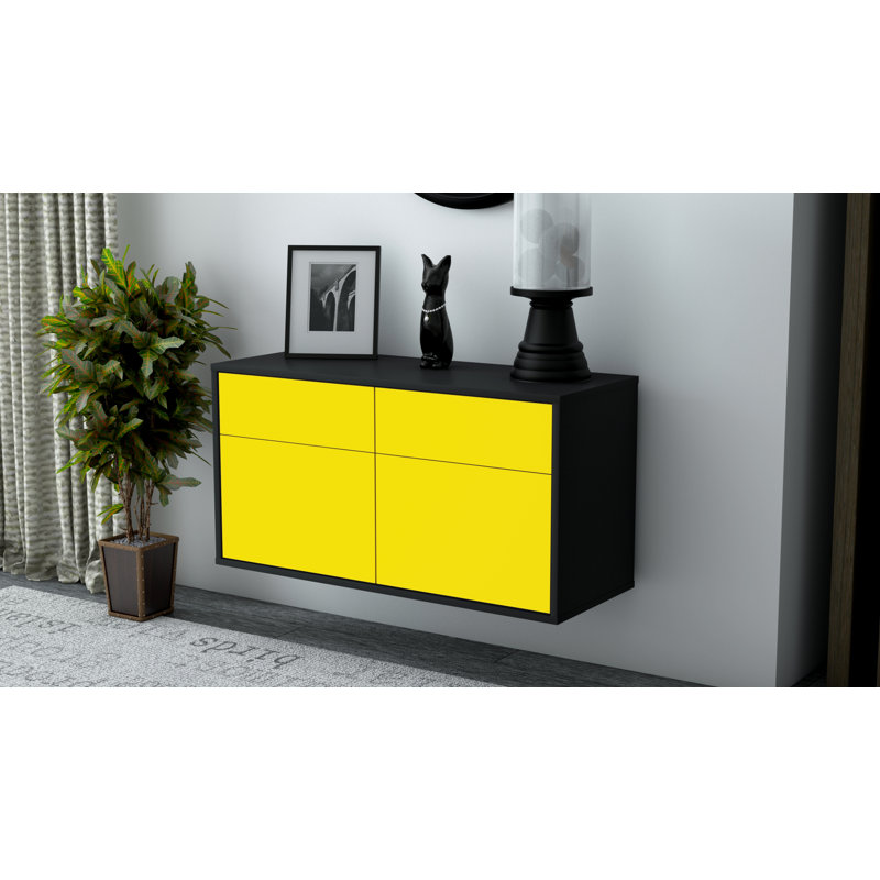 Martindell Unfinished Floating TV Stand, Yellow