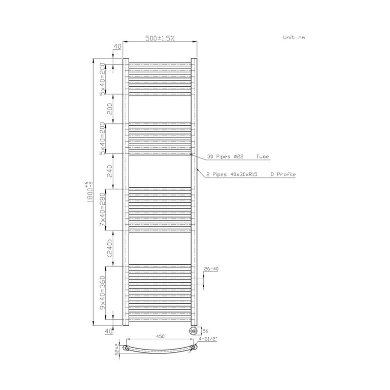 Curved Towel Rail Heated Towel Rails