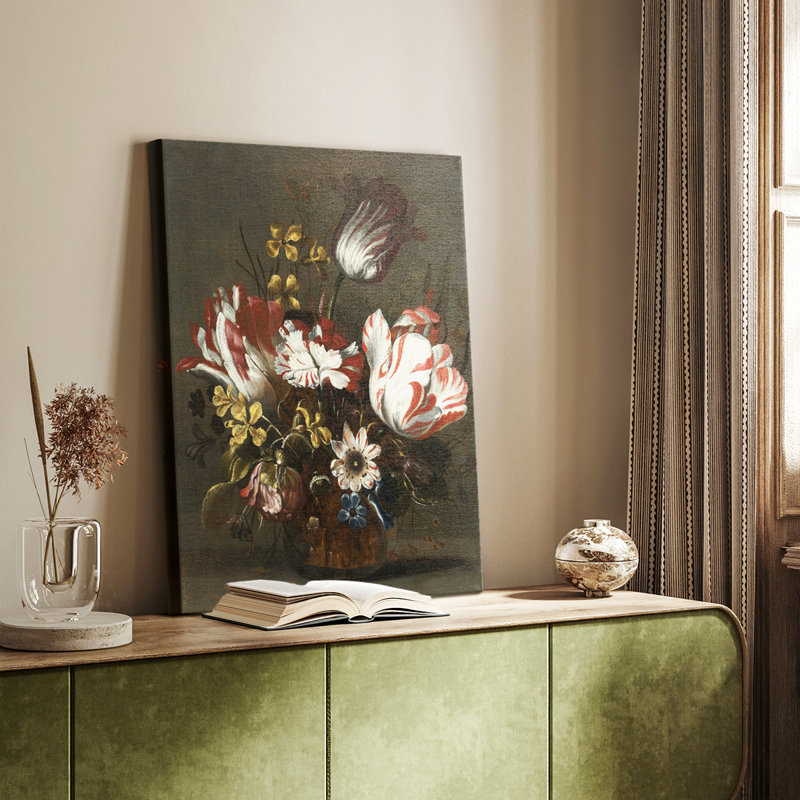 «Vintage Floral Print», imprimé sur toile - galerie Cavas, H 36 po x l 24 po