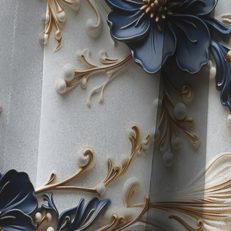 Victorien Opulence Marble Motif III - Rideau occultant en marbre marbré abstrait - 1 panneaux, L 52 po x L 84 po
