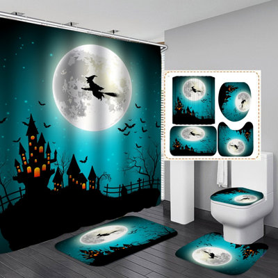 Ensemble de 4 rideaux de douche pour salle de bain Halloween (ensemble de 4)