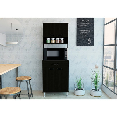 Garde-manger Bay, deux armoires à portes, un tiroir, quatre pieds réglables en métal