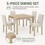 Ensemble 5 pièces de table de salle à manger carrée avec 4 chaises rembourrées en lin