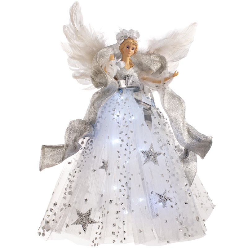 43cm Fabric Angel Lighted Tree Topper