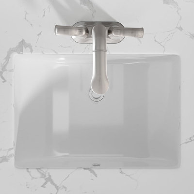 Pure White Porcelain Ceramic Bathroom Sink Basin - Rectangle Deep Bowl With Overflow, Low Water Absorption, Stylish For Vanity Decoration Lavatory Graceful