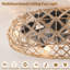Ceiling-mounted Jute Rope Fan Light Strip with 4 Bulbs, Dimmable, 7 Dlades, Reversible DC Motor