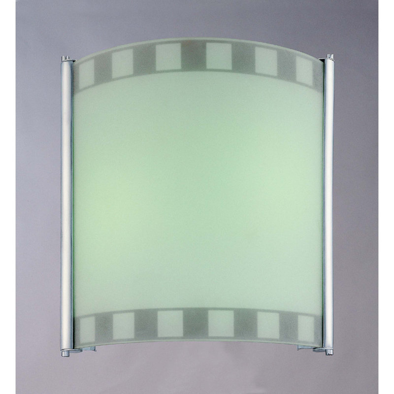 Applique murale d'intérieur encastrée 2 lumières avec abat-jour en verre Silkscreen