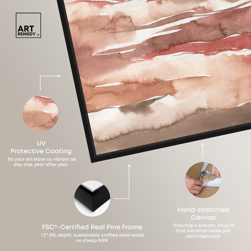 Large Beige and Brown Abstract Canvas Print with Black Frame