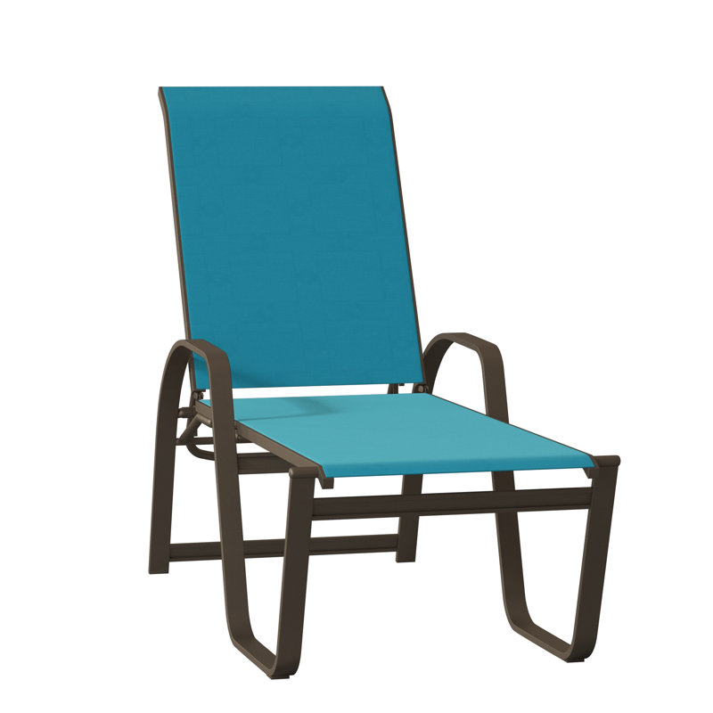 Chaise longue inclinable Holna, Bois de plage texturé, Aigue-marine