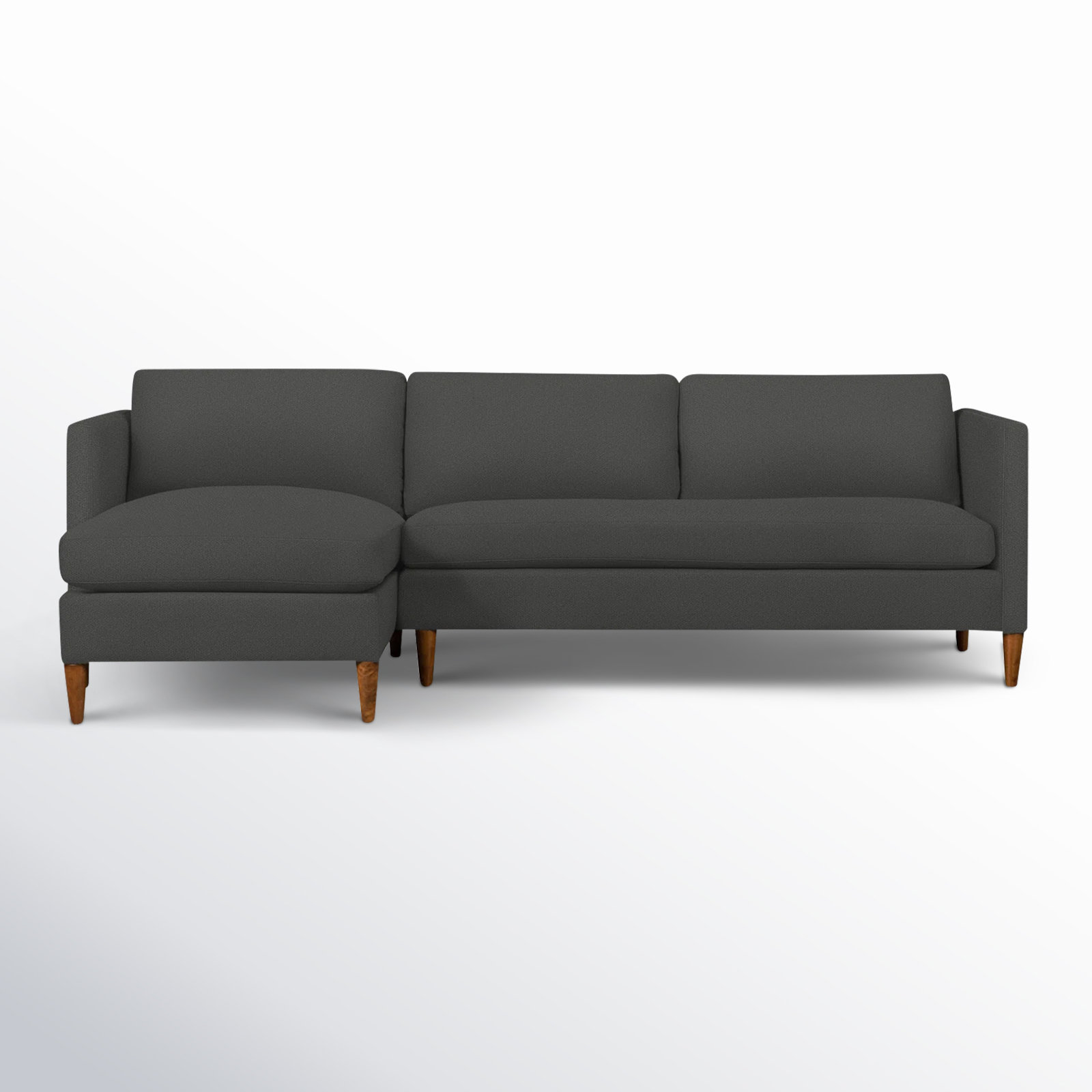 Clifford 2-Piece Sectional with Sinuous Springs and Feather Blend Cushions, Left Hand Facing, Davis Smoke Bouclé