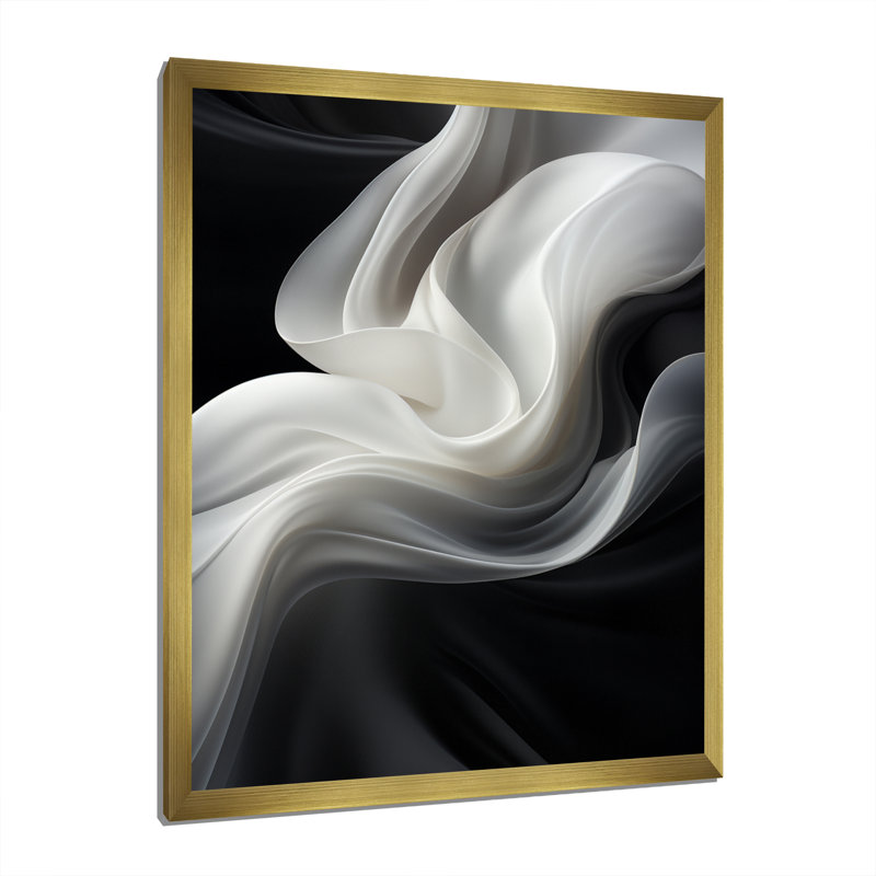 «White Black Abstract Turbulence - Wind Turbines», art sur toile, H 44 po x l 34 po x P 1,5 po, Cadre doré simple