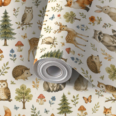 Peel and Stick Wallpaper Contact Paper Woodland Animals Nature Forest Self Adhesive and Removable 24in x 118in(60x300cm)