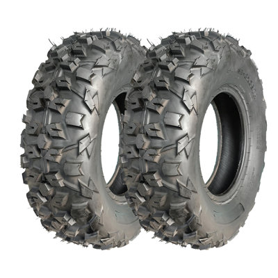 Heavy Duty 6 Ply ATV Tires Set of 2 – All Terrain Off-Road & Mud. Deep   Tubeless Quad Front Tires for Lawn Mower. Tractor. Garden Ride – Reinforced Sidewall. AT 20 x 6-10
