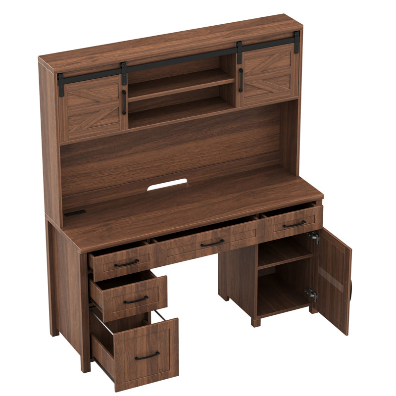 Computer Desk With Hutch & Charging Station