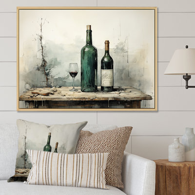 Vert minimaliste bouteilles de vin Silhouette IV - art mural vin