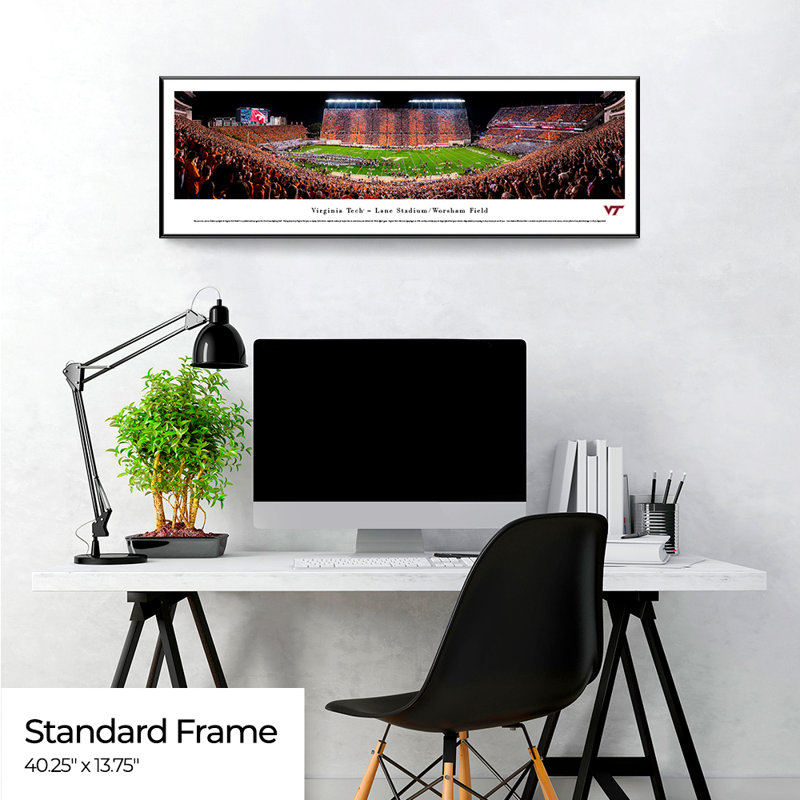 NCAA Virginia Tech Football Panoramic Print, Black Floater Framed, 13.75" H x 40.25" W x 0.88" D