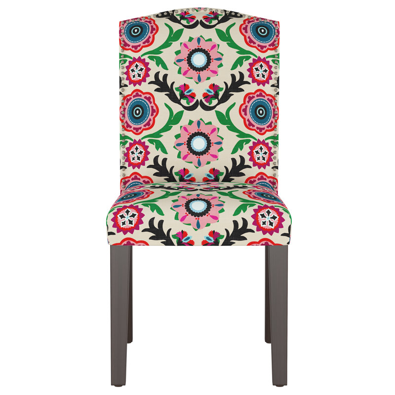 Azzurro 20'' H Cotton Upholstered Dining Chair, Black Wood, Tulum Bright Multi