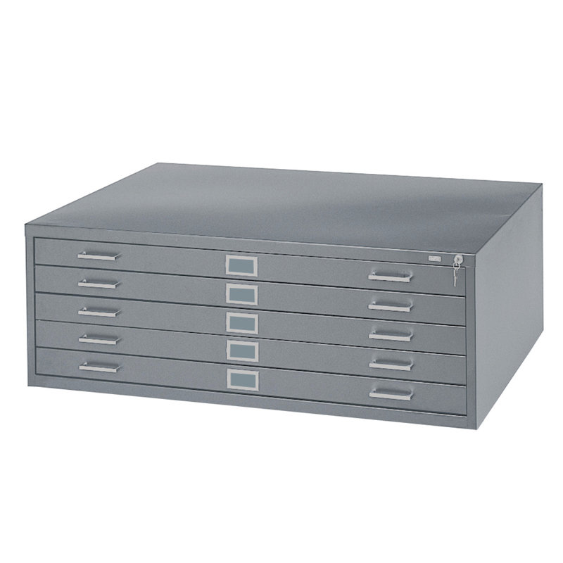 Five-Drawer Flat File Filing Cabinet, Gray