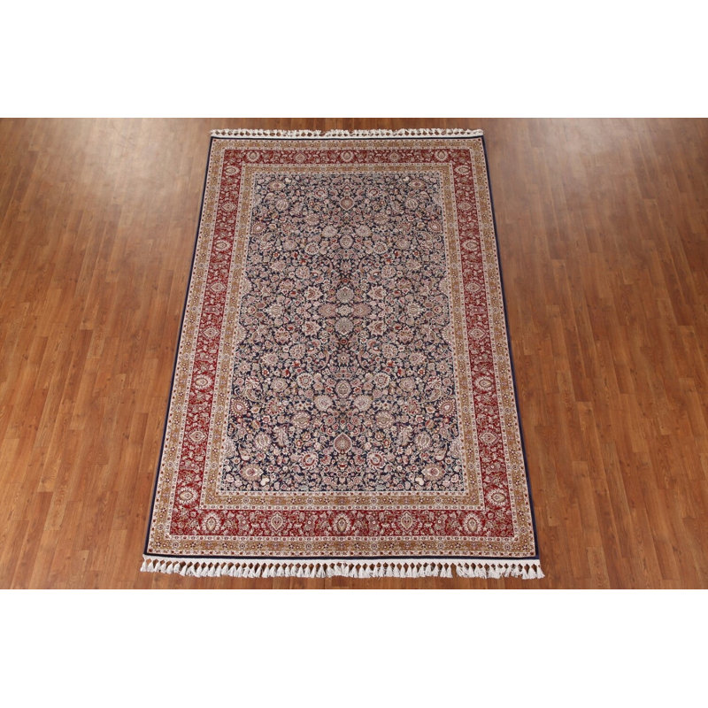 Tapis bleu floral traditionnel 7 x 10