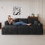 Canapé modulaire 95 po avec 2 repose-pieds Cloud, coussins rembourrés minimalistes modernes, canapé en U confortable pour le salon, canapé d'angle à assise profonde, aucun assemblage requis, noir (tissu en velours côtelé moelleux)