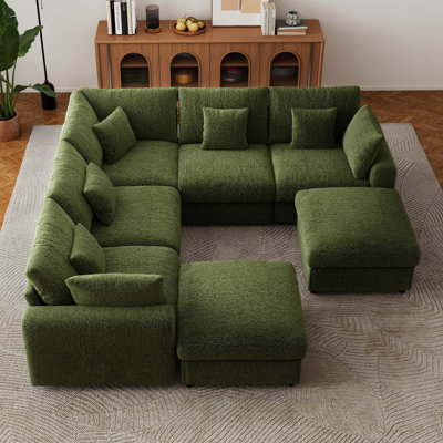  107'' Modern Chenille Modular Cloud 5 Seats Corner Sectional Sofa with Dual Storage Ottomans