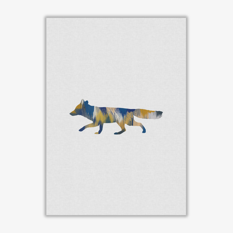 Fox Blue & Yellow - Print, No Frame, 85 cm H x 60 cm W x 1 cm D