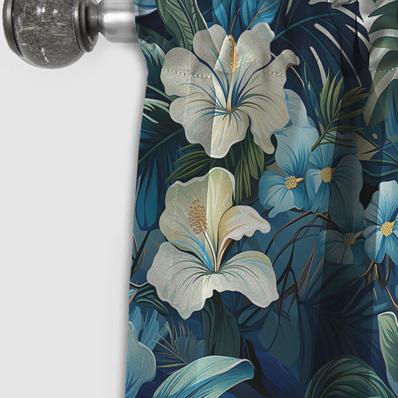Rideau à motif floral Twilight Oasis Tropical, L 52 po x L 63 po