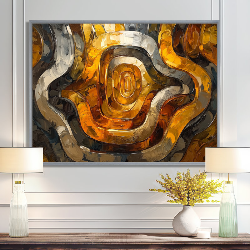 Lupo - Abstract Wall Art, H 16 po x l 32 po, Cadre flottant, Argent argent