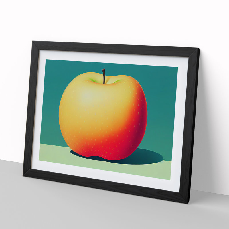 Single Apple Fruit Vol.2 - Print, Black Framed, 34cm H x 46cm W x 2cm D