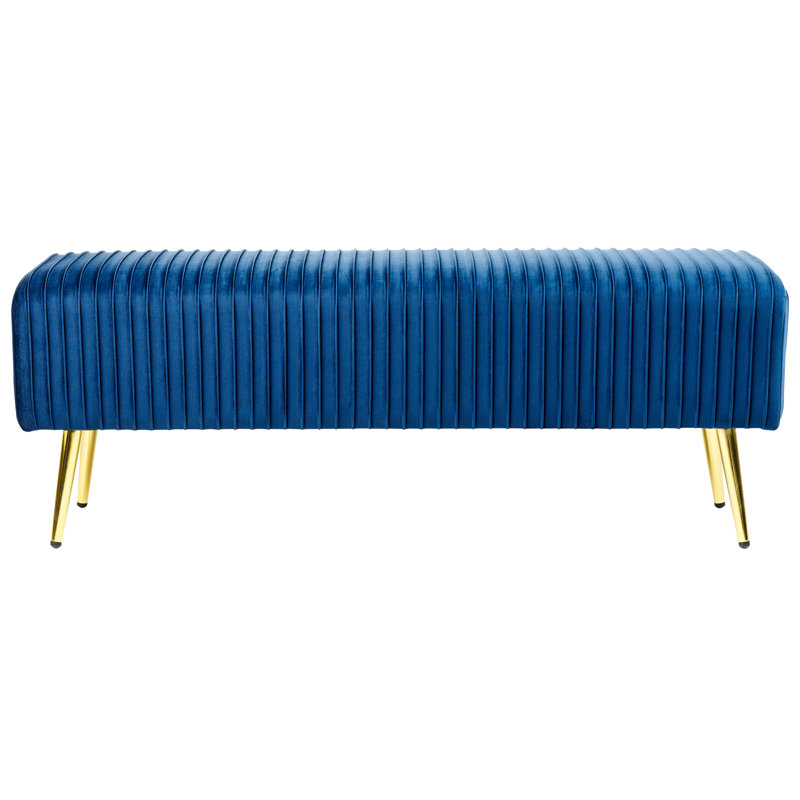 Mattawan Velvet Upholstered Bench, Blue