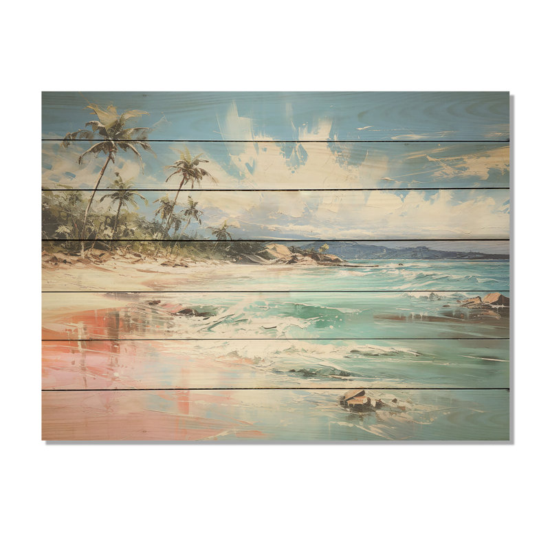 Green Green Beach Escape III - Tropical côtier sur bois, H 30 po x l 40 po x P 0,78 po