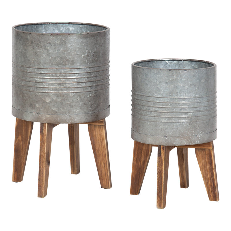 Dianemarie Pot Planter, Galvanized Metal