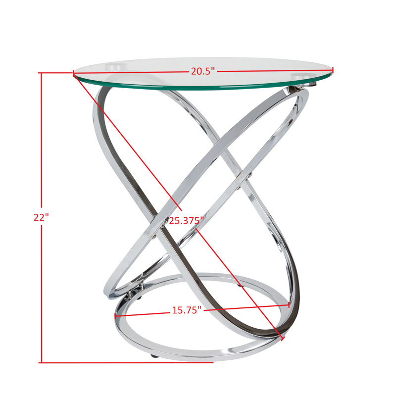 Small Round Chrome and Glass Accent Table