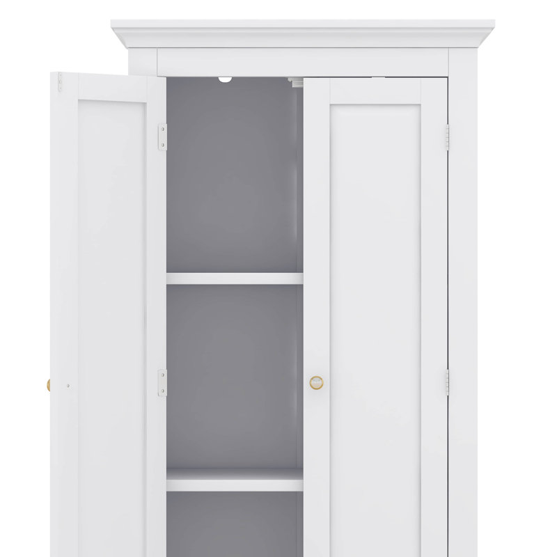 Tall Storage Cabinet With 3 Drawers, Adjustable Shelves & 2 Doors, Floor Freestanding Linen Cabinet For Bathroom, Living Room