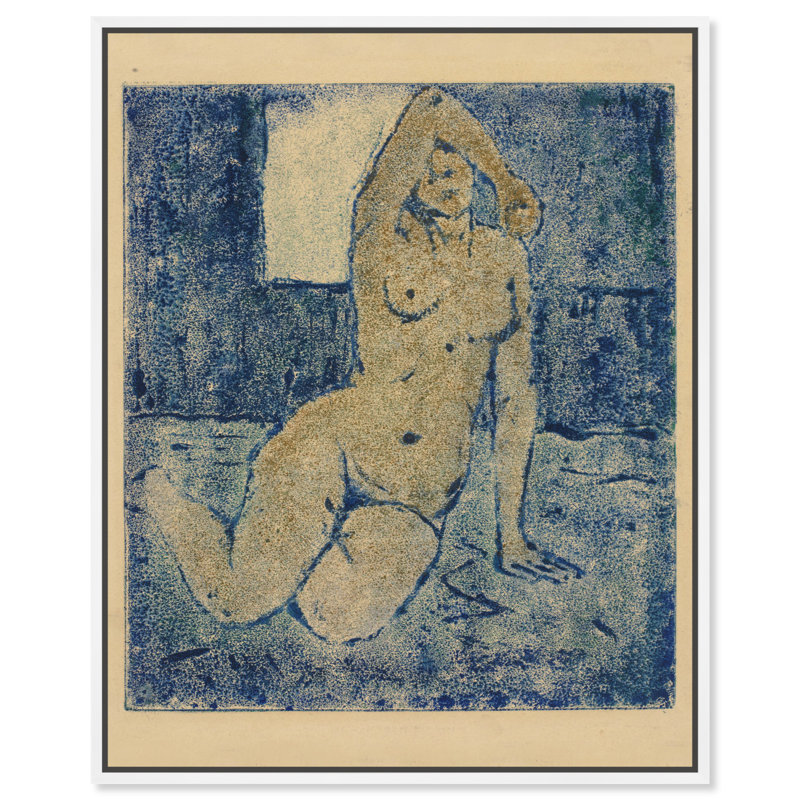 Modèle par Alvar Cawen, toile, figure féminine classique, Art par Art Remedy, Cadre blanc, H 37 po x l 31 po