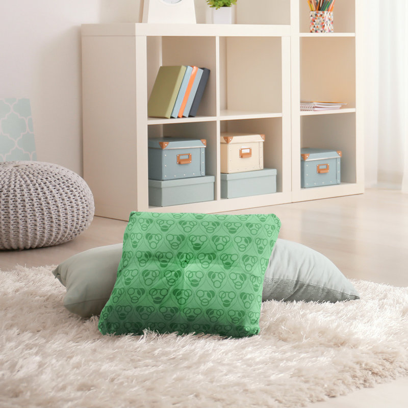 Coussin de sol classique à motif de cercles et de vagues, 30 po x 30 po, Vert