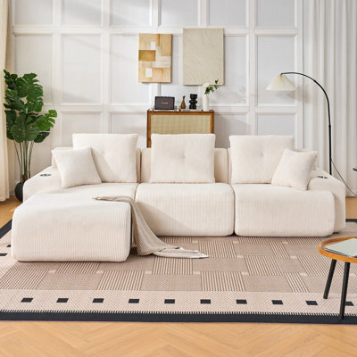118" Modular Sectional, Cloud Sectional Couch with Deep Seat, Modern Modular Sofa with L Shaped Comfy Cloud Upholstered Boneless Couches for Living Ro