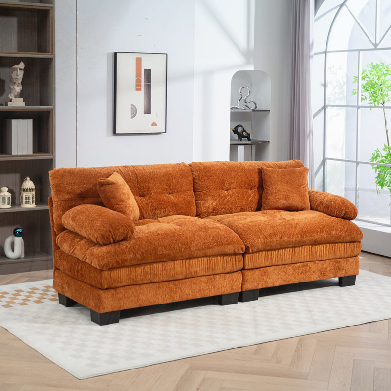 Canapé modulaire en chenille, Orange