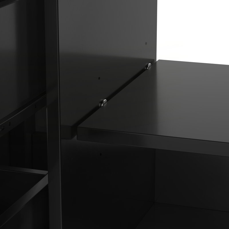 Armoire de salle de bain avec un tiroir rabattable et deux tiroirs, Noir, noir, noir, noir