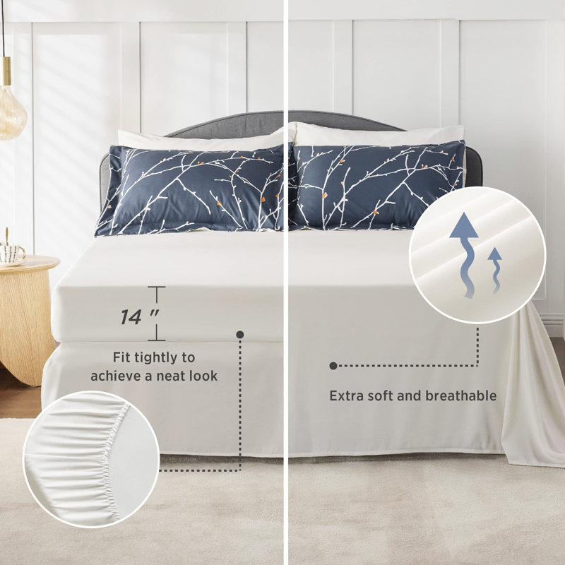 Bedsure Bed in a Bag - Reversible Flroal & Plant Pattern Printed with Comforters, Sheets, Pillowcases & Shams