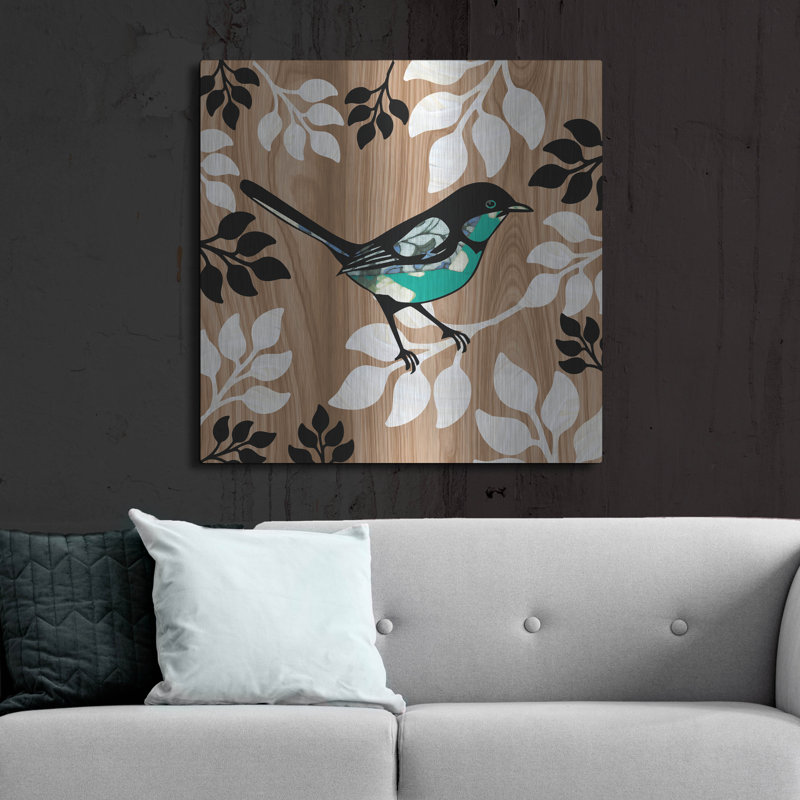 'Bird Patchwork 2' by Erin Clark Metal Wall Art, 36" H x 36" W
