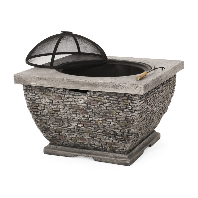 Outdoor Fire Pit 32" Concrete, Grey - Create A Cozy Backyard Spot Concrete 32", Enhance Patio Heat Enjoyment