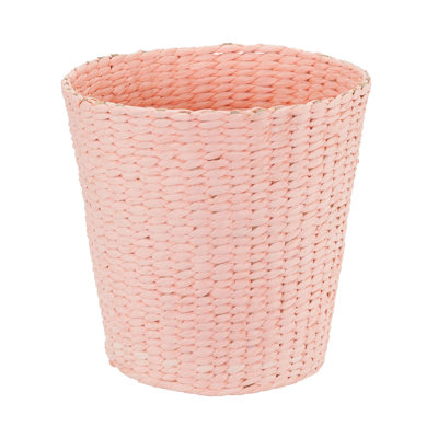 Pink Paper Rope Waste Basket with Plastic Accents