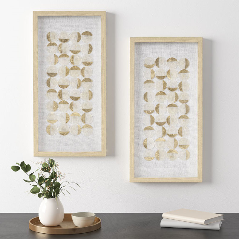 Corrigan Studio Ritter 2-Piece Capiz Shell And Gold Foil Shadowbox Wall Decor