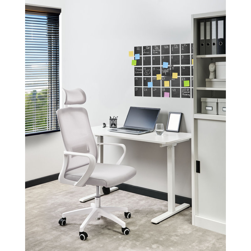 Office Chair Swivel MONARCH Fabric, White, Grey