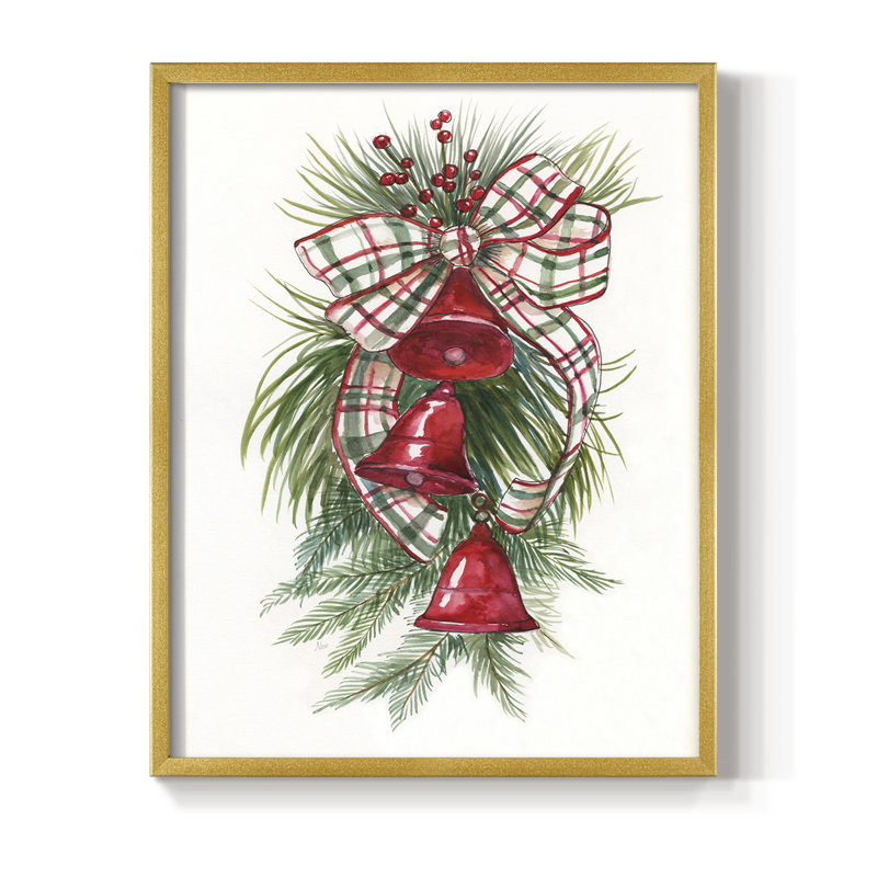 «Holiday Bells», reproduction encadrée - bois massif, H 11 po x l 9 po, Doré