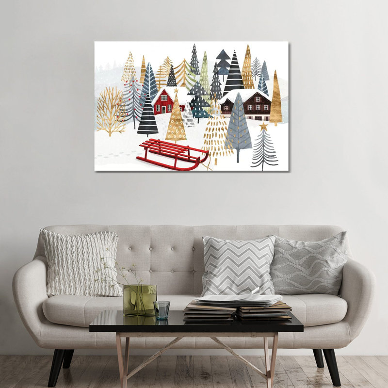 «Christmas Chalet Collection A» par Victoria Borges - impression d'art graphique, H 32 po x l 48 po x 1,5 po, Toile tendue