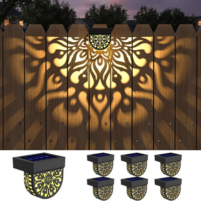 Lot de 6 lampes solaires pour clôture extérieure, appliques murales, lampes solaires Mandala pour marches